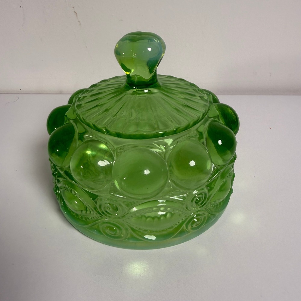 Mosser Glass Eye Winker Green Opalescent Sugar Bowl Replacement Lid